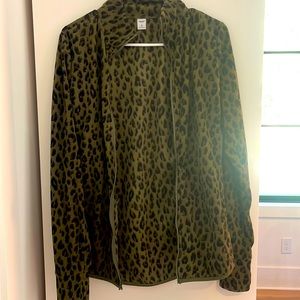 Old Navy fleece green leopard jacket